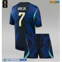 Maglie da calcio Brasile Vinicius Junior #7 Seconda Maglia Bambino Mondiali 2026  Manica Corta (+ Pantaloni corti)